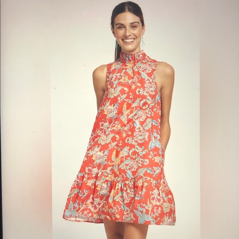Tyler Boe Poppy Poplin Chinoiserie Floral Mini Dress Size L